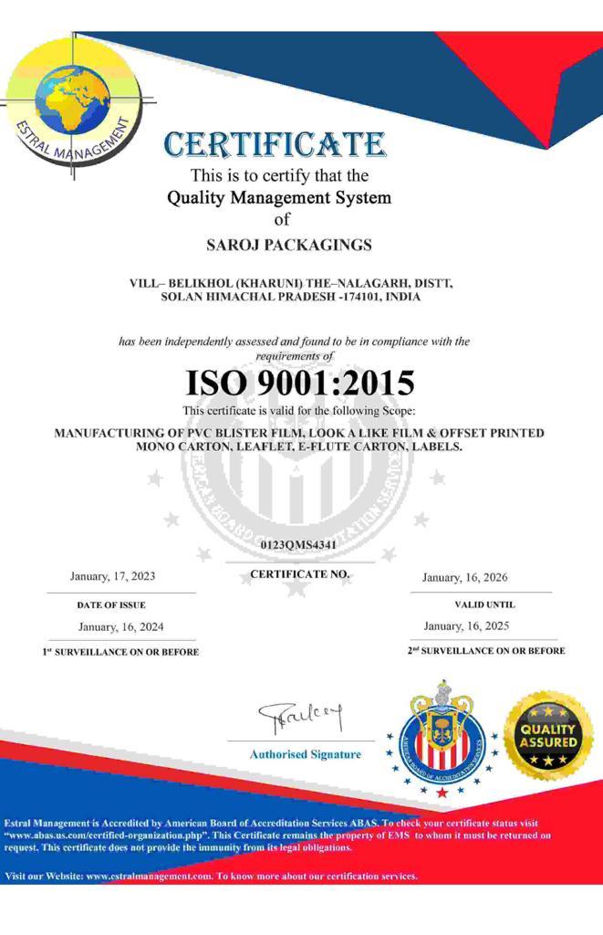 ISO 9001:2015 Certificate